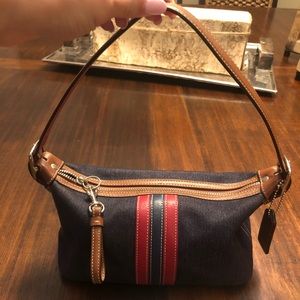 Coach Blue Jean with Red and Blue Stripe Bag